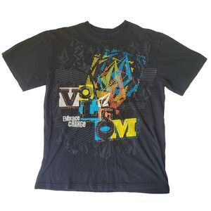 Volcom Embrace Change T-Shirt L Black Multicolor Graphic Logo Surf Skate Tee